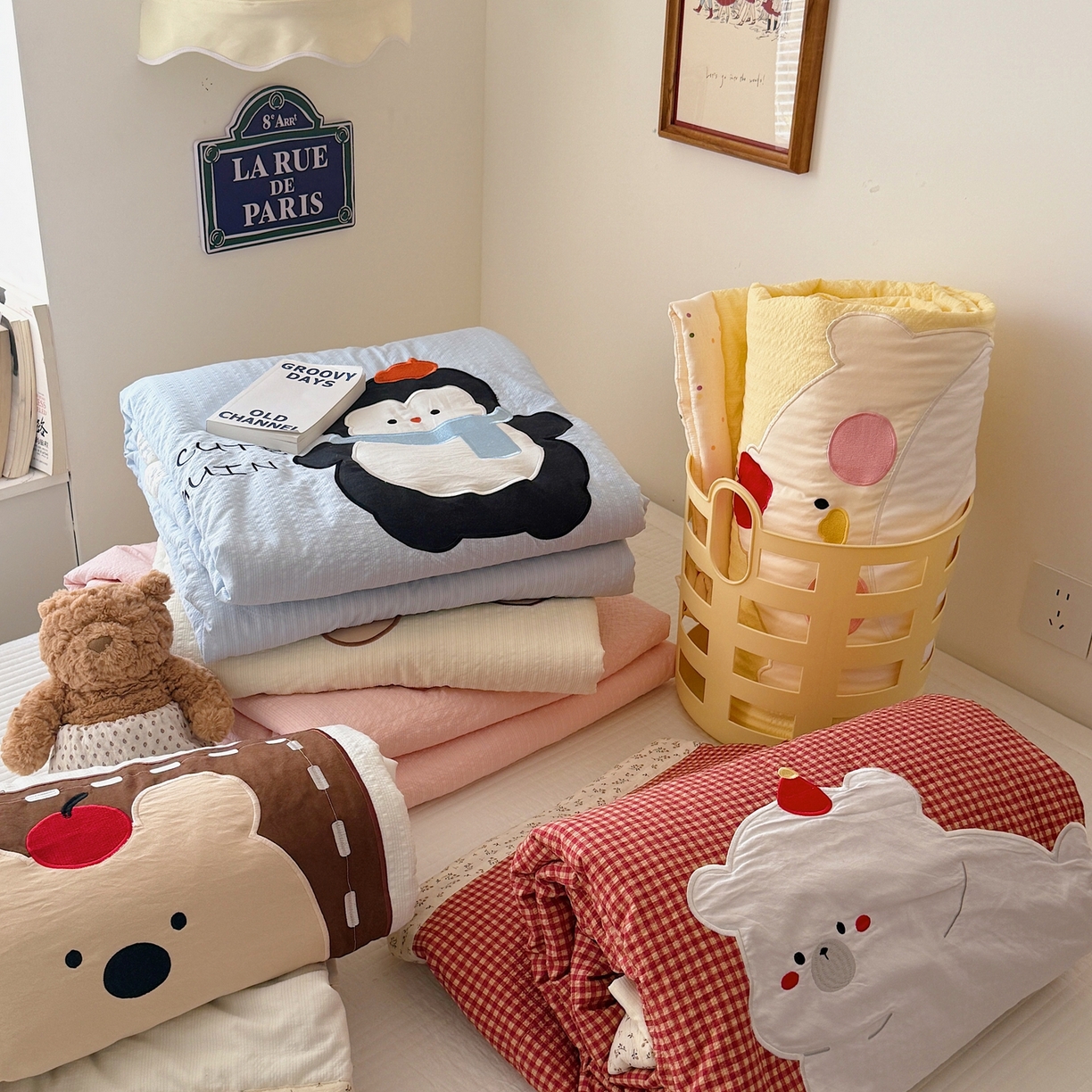 91家纺网 家纺一手货源 找家纺 顾里家纺 2025新款ins韩系少女牛奶羊羔绒盖毯毛毯 可爱兔兔