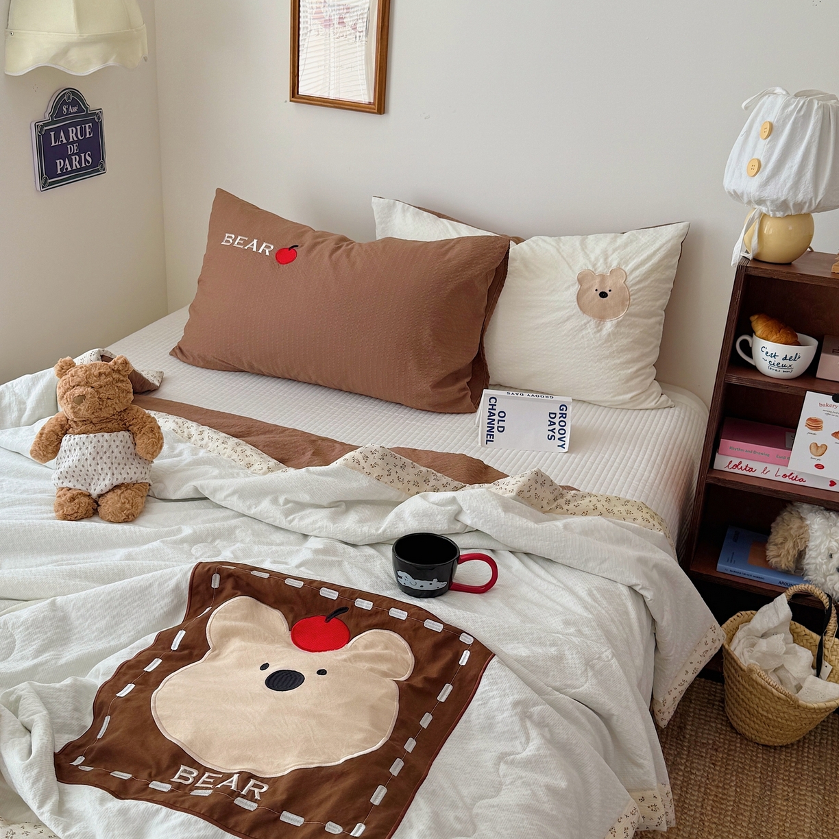 91家纺网 家纺一手货源 找家纺 顾里家纺 2026新款复古甜心泡芙纱贴布绣夏被夏凉被空调被 标签熊