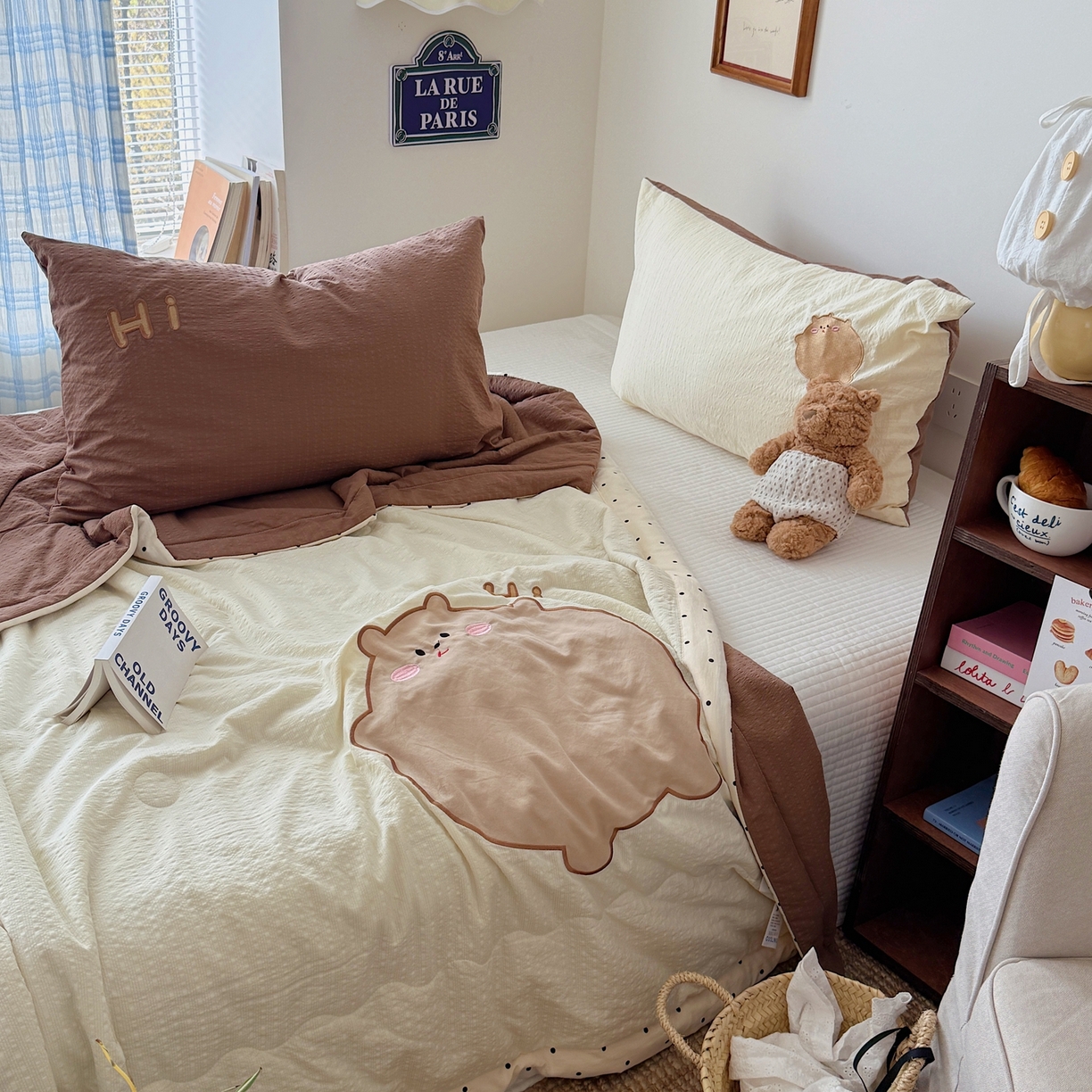 91家纺网 家纺一手货源 找家纺 顾里家纺 2026新款复古甜心泡芙纱贴布绣夏被夏凉被空调被 啵啵熊