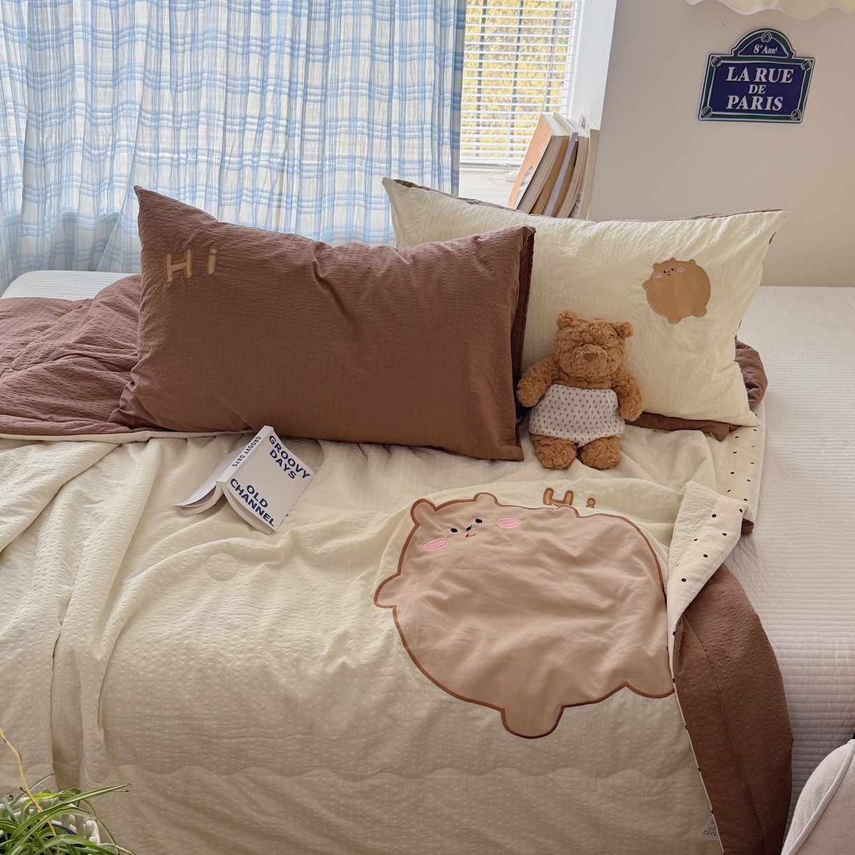 91家纺网 家纺一手货源 找家纺 顾里家纺 2026新款复古甜心泡芙纱贴布绣夏被夏凉被空调被 啵啵熊