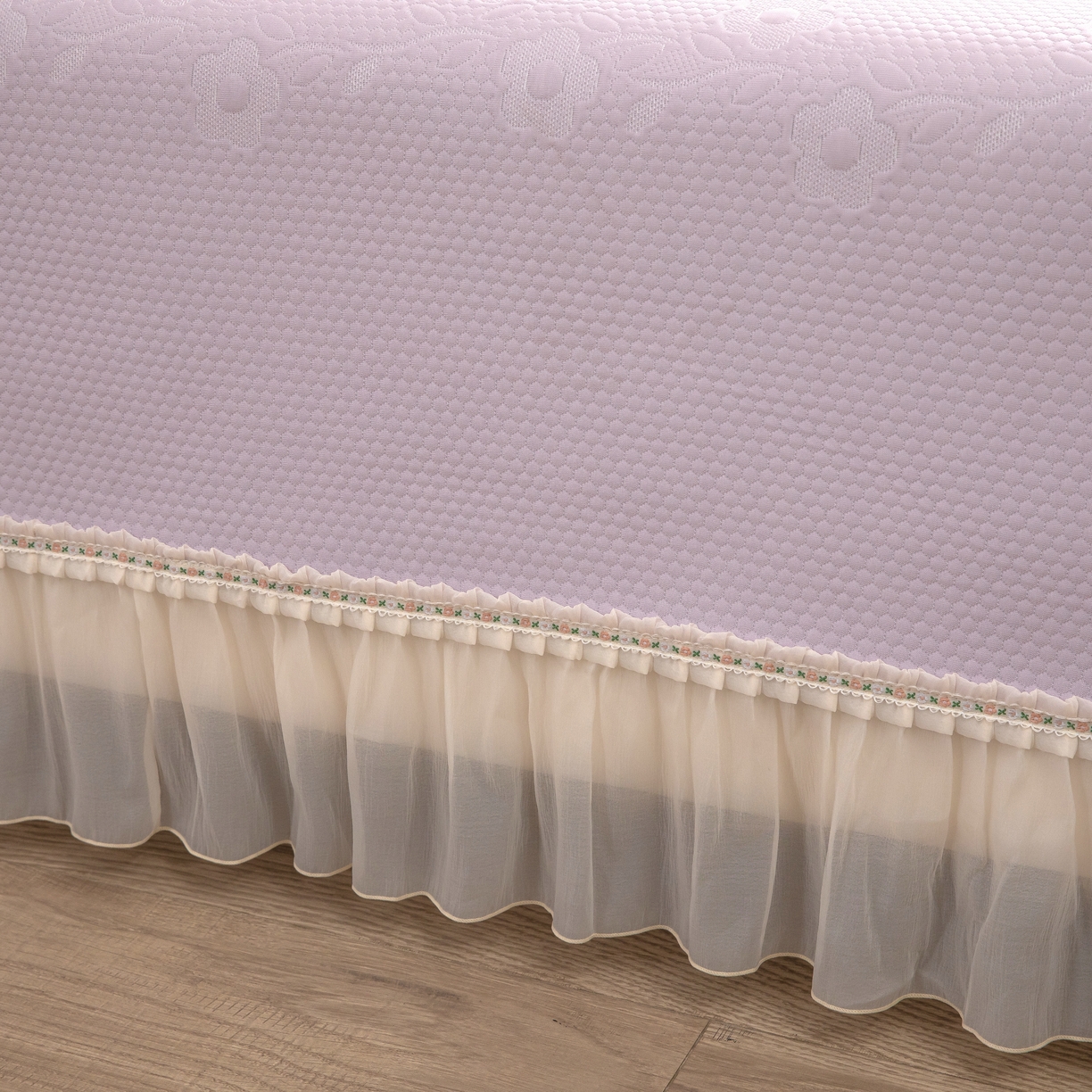 91家纺网 家纺一手货源 找家纺 木兰花 2026新款凉豆豆款PE高分子复合凉感席床盖款凉席三件套-朝花夕拾（可配同色系夏被）控价218 朝花夕拾-紫色