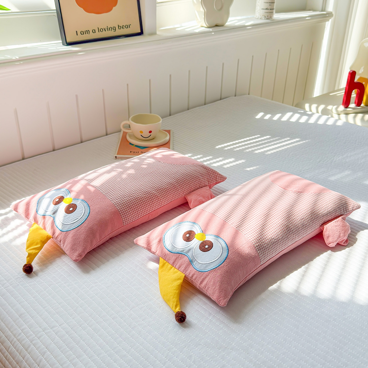 91家纺网 家纺一手货源 找家纺 梦叶草 2026新款全棉贴布绣荞麦枕 全棉贴布绣荞麦枕-猫头鹰