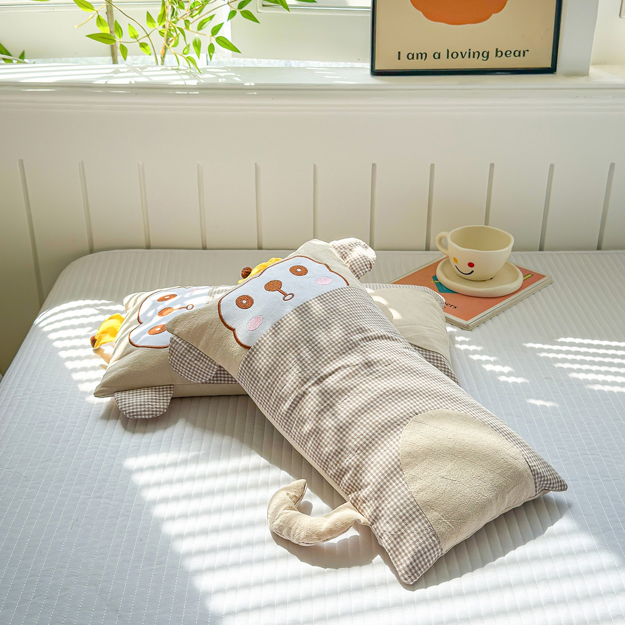 91家纺网 家纺一手货源 找家纺 梦叶草 2026新款全棉贴布绣荞麦枕 全棉贴布绣荞麦枕-小猴