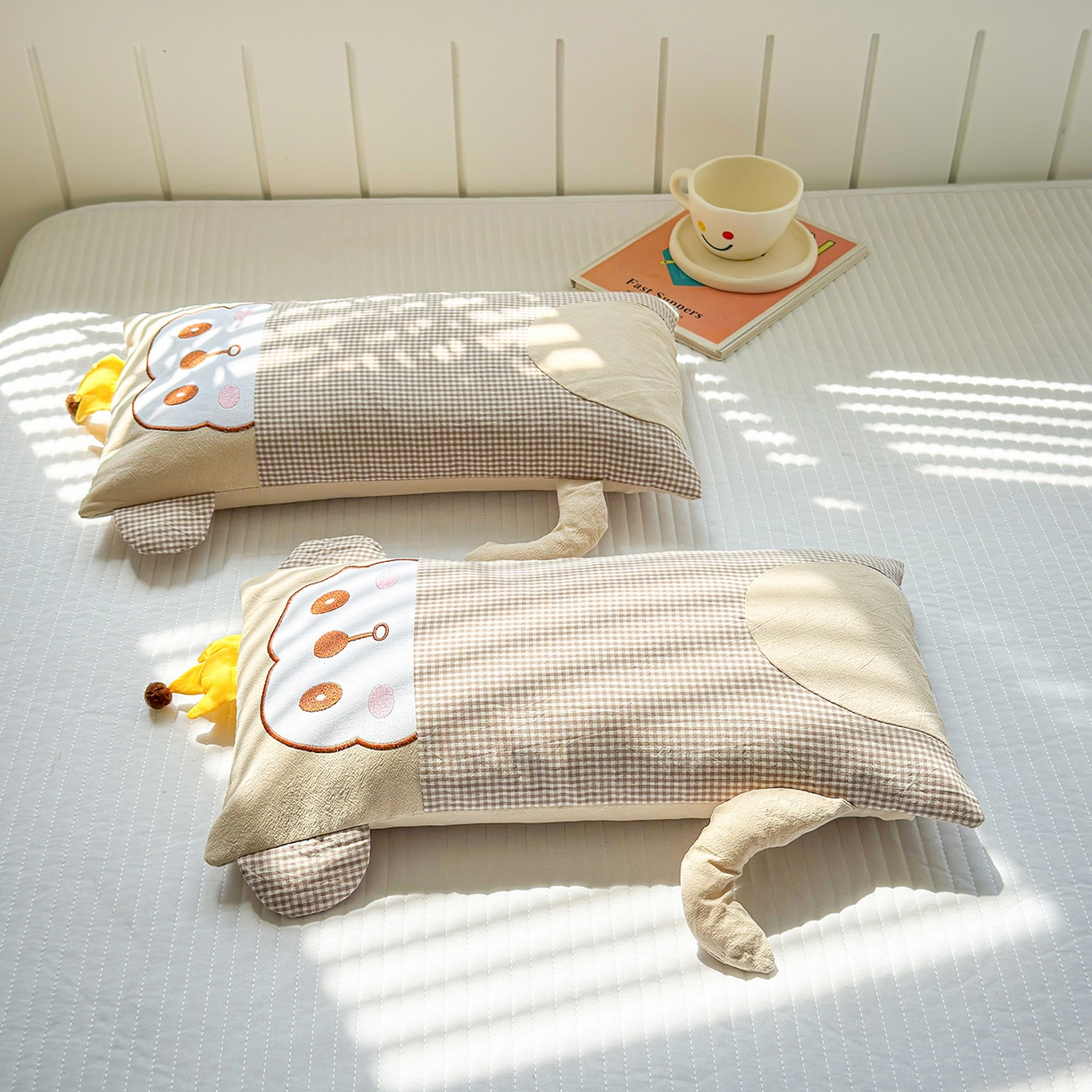 91家纺网 家纺一手货源 找家纺 梦叶草 2026新款全棉贴布绣荞麦枕 全棉贴布绣荞麦枕-小猴