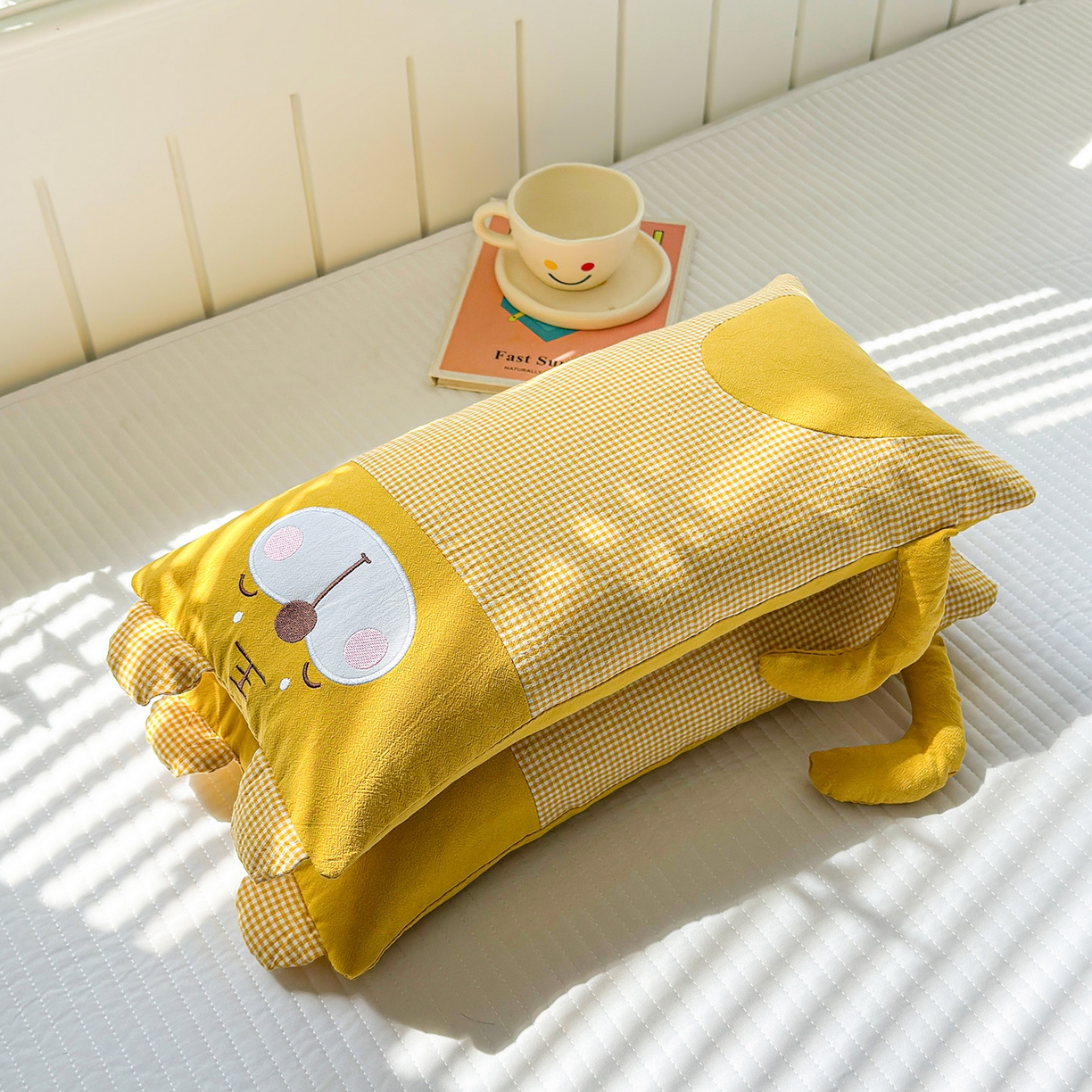 91家纺网 家纺一手货源 找家纺 梦叶草 2026新款全棉贴布绣荞麦枕 全棉贴布绣荞麦枕-小熊