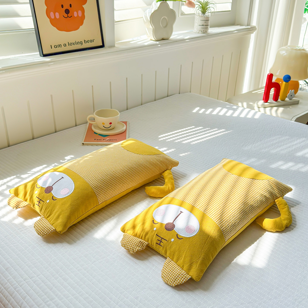 91家纺网 家纺一手货源 找家纺 梦叶草 2026新款全棉贴布绣荞麦枕 全棉贴布绣荞麦枕-小熊