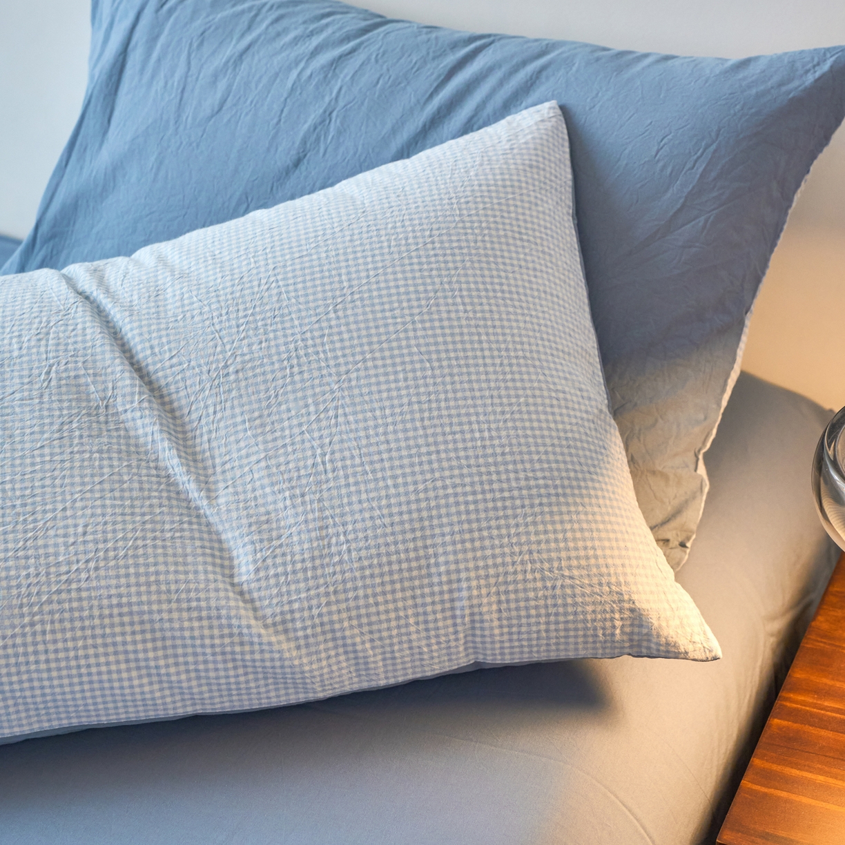 91家纺网 家纺一手货源 找家纺 春皖家纺 2026春夏新款全棉水洗棉单枕套枕套单件单品枕套 月光蓝