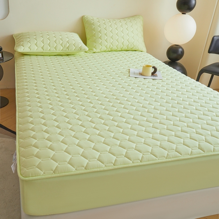 91家纺网 家纺一手货源 找家纺 雅萱家纺 2026新款全棉大豆夹棉床笠单品床笠床笠单件 全棉床笠绿色