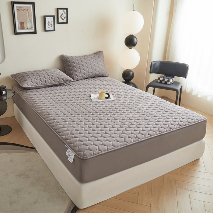 91家纺网 家纺一手货源 找家纺 雅萱家纺 2026新款全棉大豆夹棉床笠单品床笠床笠单件 全棉床笠灰色