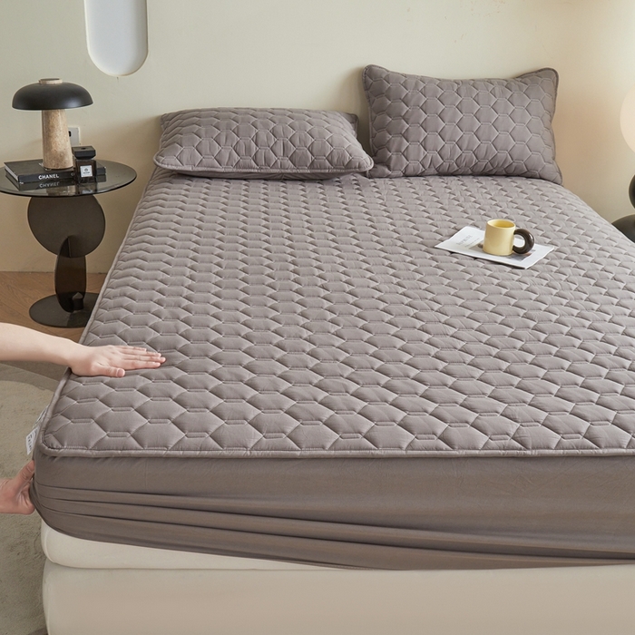 91家纺网 家纺一手货源 找家纺 雅萱家纺 2026新款全棉大豆夹棉床笠单品床笠床笠单件 全棉床笠灰色