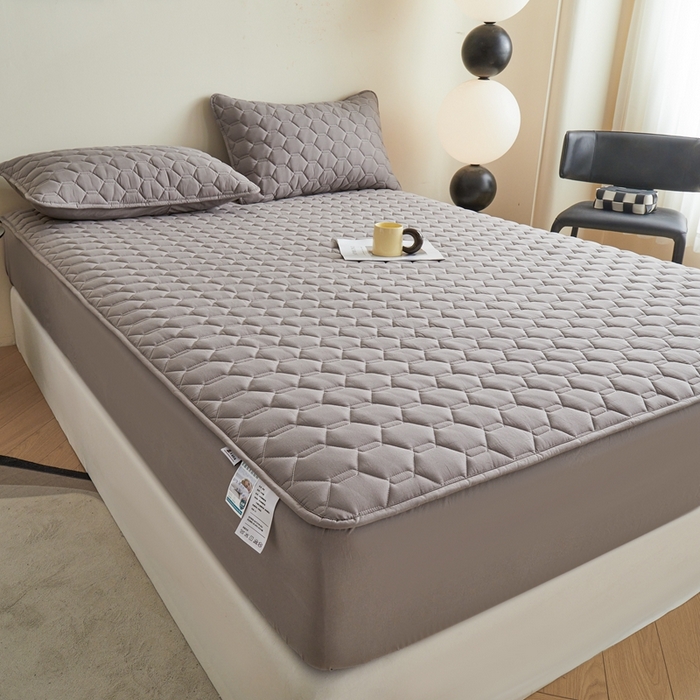 91家纺网 家纺一手货源 找家纺 雅萱家纺 2026新款全棉大豆夹棉床笠单品床笠床笠单件 全棉床笠灰色