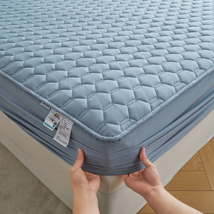 91家纺网 家纺一手货源 找家纺 雅萱家纺 2026新款全棉大豆夹棉床笠单品床笠床笠单件 全棉床笠灰蓝色