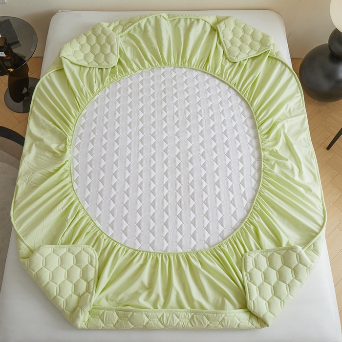 91家纺网 家纺一手货源 找家纺 雅萱家纺 2026新款全棉大豆夹棉床笠单品床笠床笠单件 全棉床笠绿色