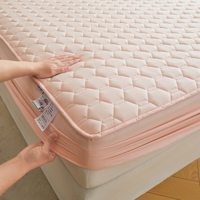 91家纺网 家纺一手货源 找家纺 雅萱家纺 2026新款全棉大豆夹棉床笠单品床笠床笠单件 全棉床笠粉色