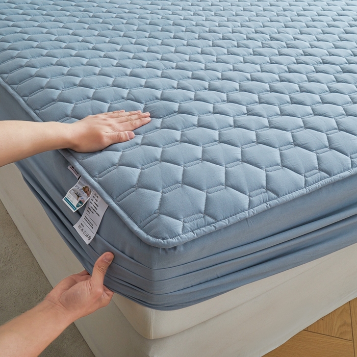 91家纺网 家纺一手货源 找家纺 雅萱家纺 2026新款全棉大豆夹棉床笠单品床笠床笠单件 全棉床笠灰蓝色