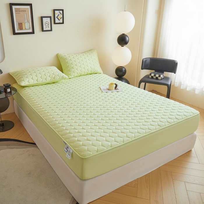 91家纺网 家纺一手货源 找家纺 雅萱家纺 2026新款全棉大豆夹棉床笠单品床笠床笠单件 全棉床笠绿色