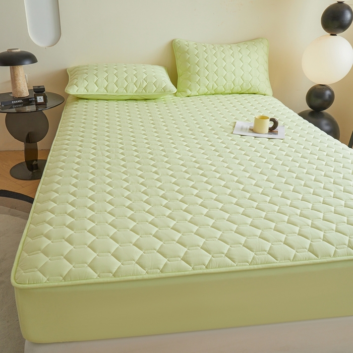 91家纺网 家纺一手货源 找家纺 雅萱家纺 2026新款全棉大豆夹棉床笠单品床笠床笠单件 全棉床笠绿色