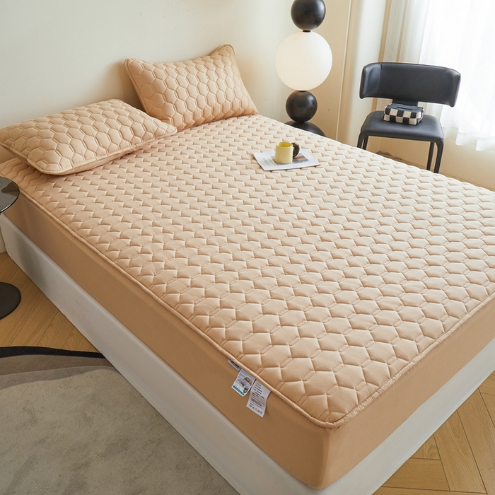 91家纺网 家纺一手货源 找家纺 雅萱家纺 2026新款全棉大豆夹棉床笠单品床笠床笠单件 全棉床笠驼色