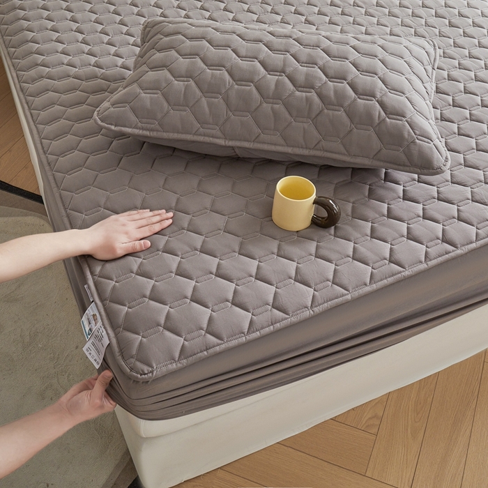 91家纺网 家纺一手货源 找家纺 雅萱家纺 2026新款全棉大豆夹棉床笠单品床笠床笠单件 全棉床笠灰色