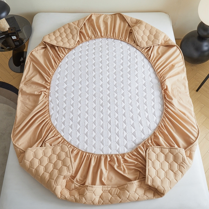 91家纺网 家纺一手货源 找家纺 雅萱家纺 2026新款全棉大豆夹棉床笠单品床笠床笠单件 全棉床笠驼色