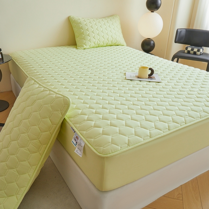 91家纺网 家纺一手货源 找家纺 雅萱家纺 2026新款全棉大豆夹棉床笠单品床笠床笠单件 全棉床笠绿色