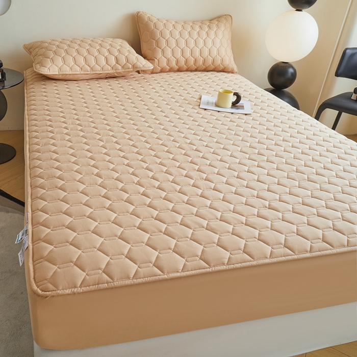 91家纺网 家纺一手货源 找家纺 雅萱家纺 2026新款全棉大豆夹棉床笠单品床笠床笠单件 全棉床笠驼色