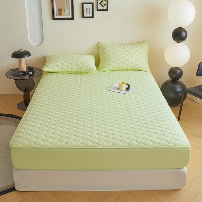 91家纺网 家纺一手货源 找家纺 雅萱家纺 2026新款全棉大豆夹棉床笠单品床笠床笠单件 全棉床笠绿色