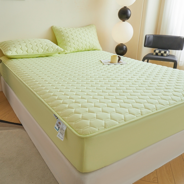 91家纺网 家纺一手货源 找家纺 雅萱家纺 2026新款全棉大豆夹棉床笠单品床笠床笠单件 全棉床笠绿色