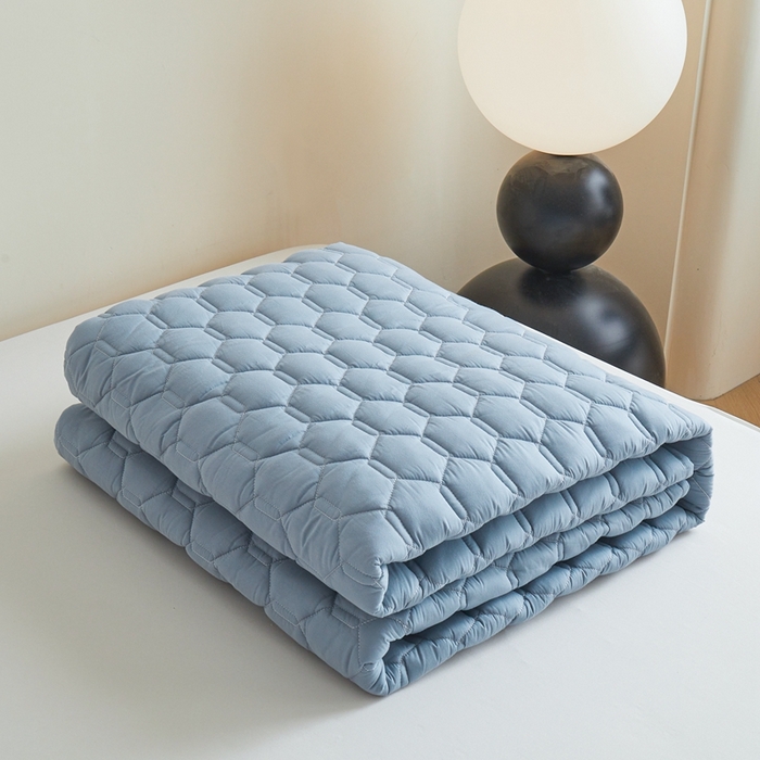 91家纺网 家纺一手货源 找家纺 雅萱家纺 2026新款全棉大豆夹棉床笠单品床笠床笠单件 全棉床笠灰蓝色