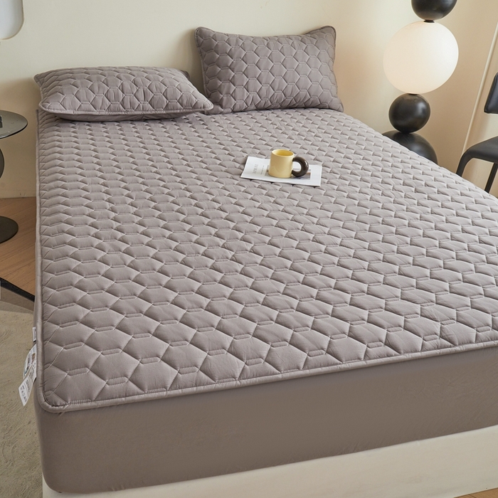 91家纺网 家纺一手货源 找家纺 雅萱家纺 2026新款全棉大豆夹棉床笠单品床笠床笠单件 全棉床笠灰色