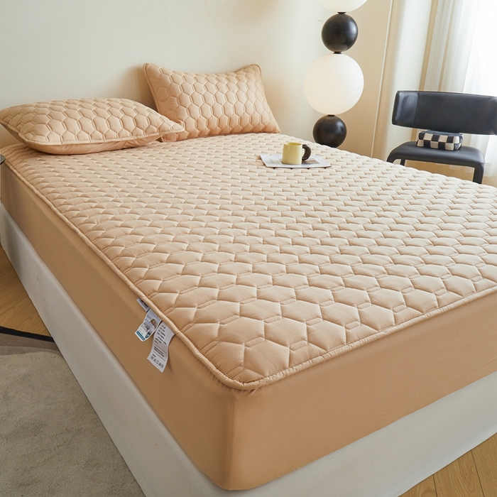 91家纺网 家纺一手货源 找家纺 雅萱家纺 2026新款全棉大豆夹棉床笠单品床笠床笠单件 全棉床笠驼色