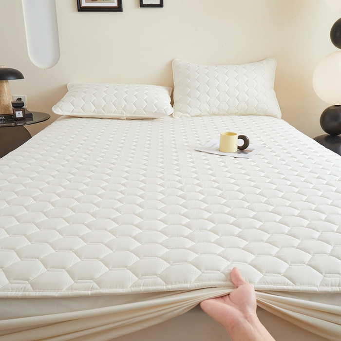 91家纺网 家纺一手货源 找家纺 雅萱家纺 2026新款全棉大豆夹棉床笠单品床笠床笠单件 全棉床笠白色