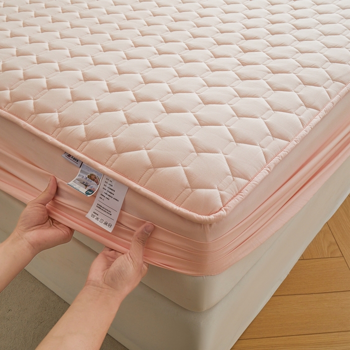 91家纺网 家纺一手货源 找家纺 雅萱家纺 2026新款全棉大豆夹棉床笠单品床笠床笠单件 全棉床笠粉色