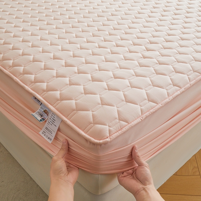 91家纺网 家纺一手货源 找家纺 雅萱家纺 2026新款全棉大豆夹棉床笠单品床笠床笠单件 全棉床笠粉色