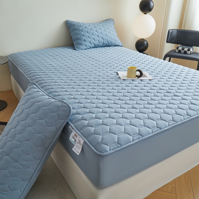 91家纺网 家纺一手货源 找家纺 雅萱家纺 2026新款全棉大豆夹棉床笠单品床笠床笠单件 全棉床笠灰蓝色