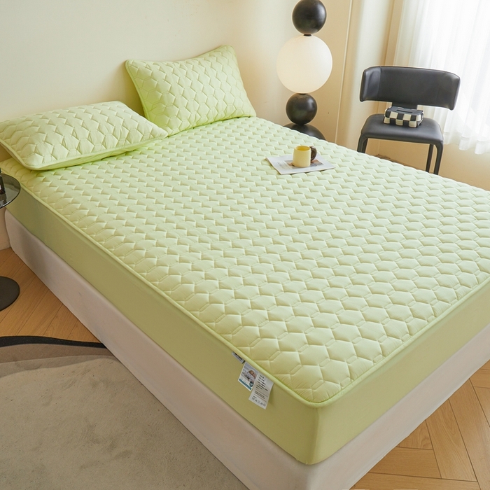 91家纺网 家纺一手货源 找家纺 雅萱家纺 2026新款全棉大豆夹棉床笠单品床笠床笠单件 全棉床笠绿色