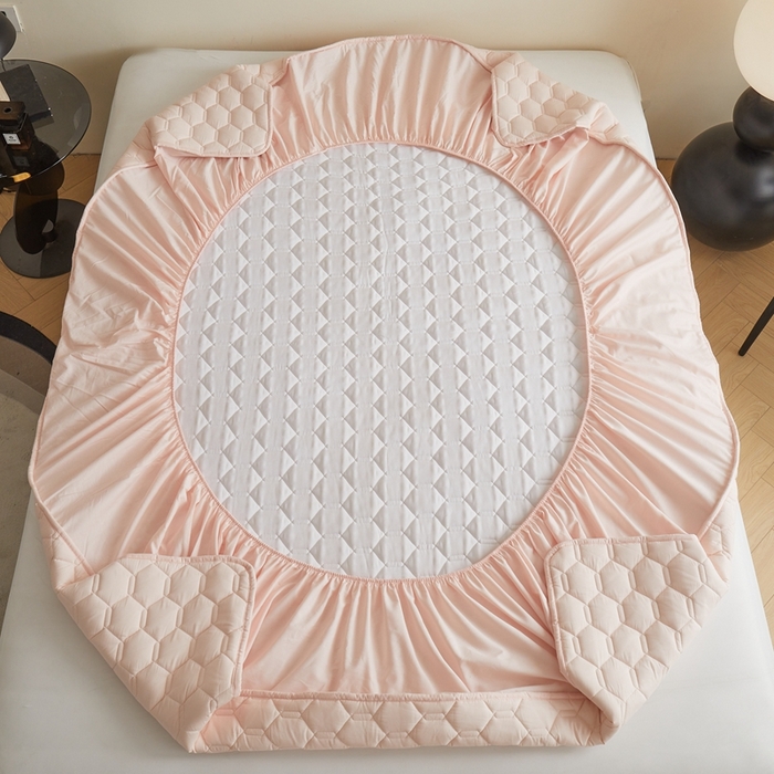 91家纺网 家纺一手货源 找家纺 雅萱家纺 2026新款全棉大豆夹棉床笠单品床笠床笠单件 全棉床笠粉色