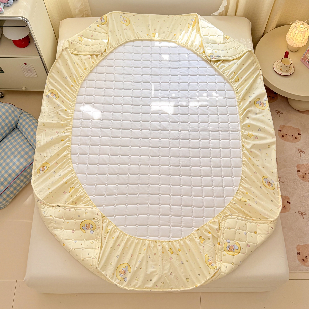 91家纺网 家纺一手货源 找家纺 雅萱家纺 2026新款全棉大豆夹棉床笠单品床笠床笠单件 睡梦熊