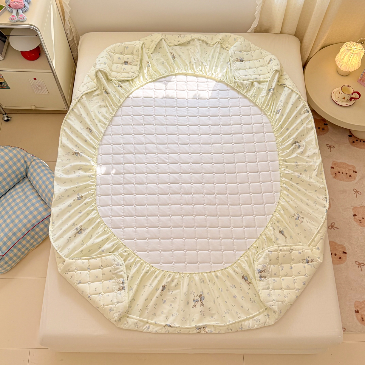 91家纺网 家纺一手货源 找家纺 雅萱家纺 2026新款全棉大豆夹棉床笠单品床笠床笠单件 兔彼得