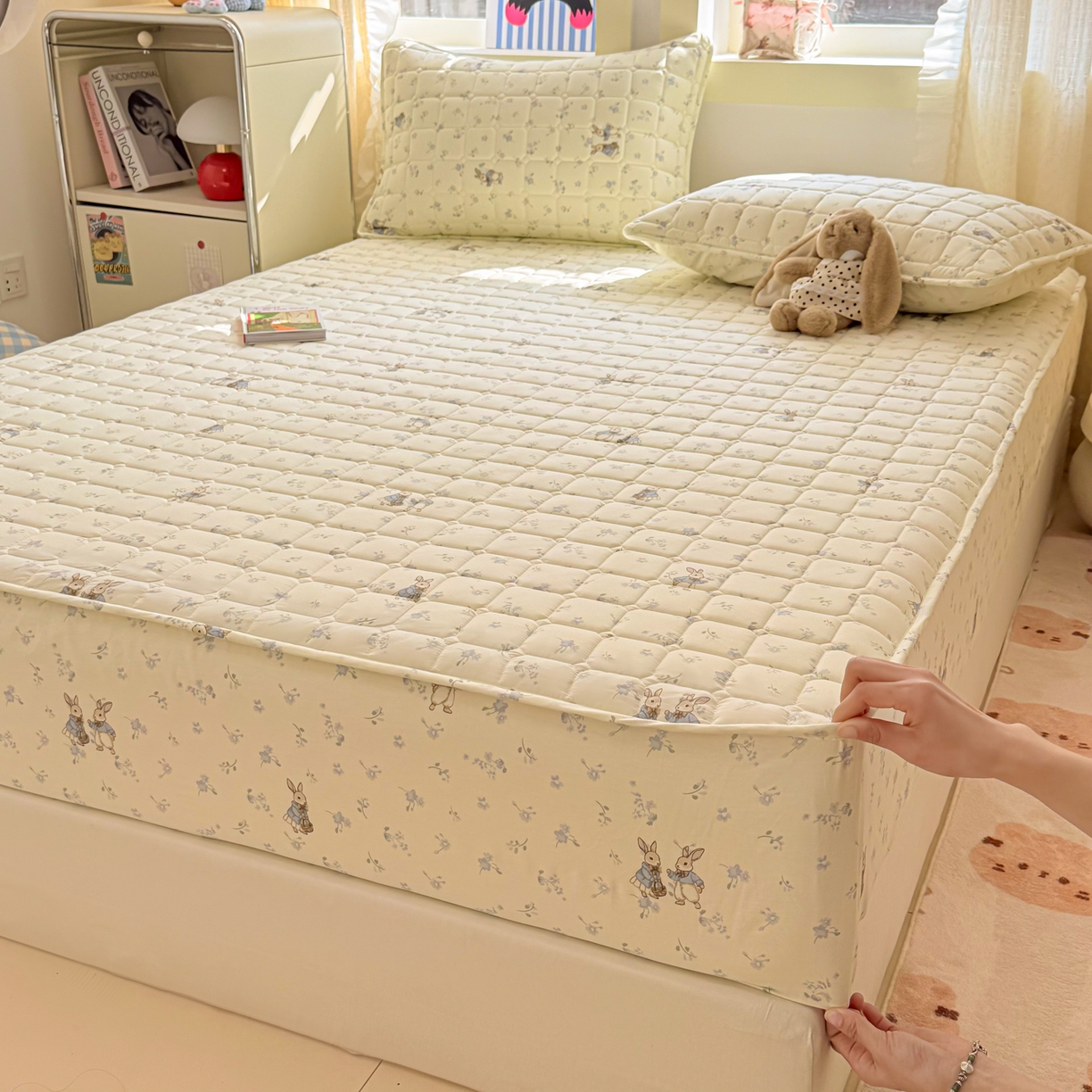 91家纺网 家纺一手货源 找家纺 雅萱家纺 2026新款全棉大豆夹棉床笠单品床笠床笠单件 兔彼得