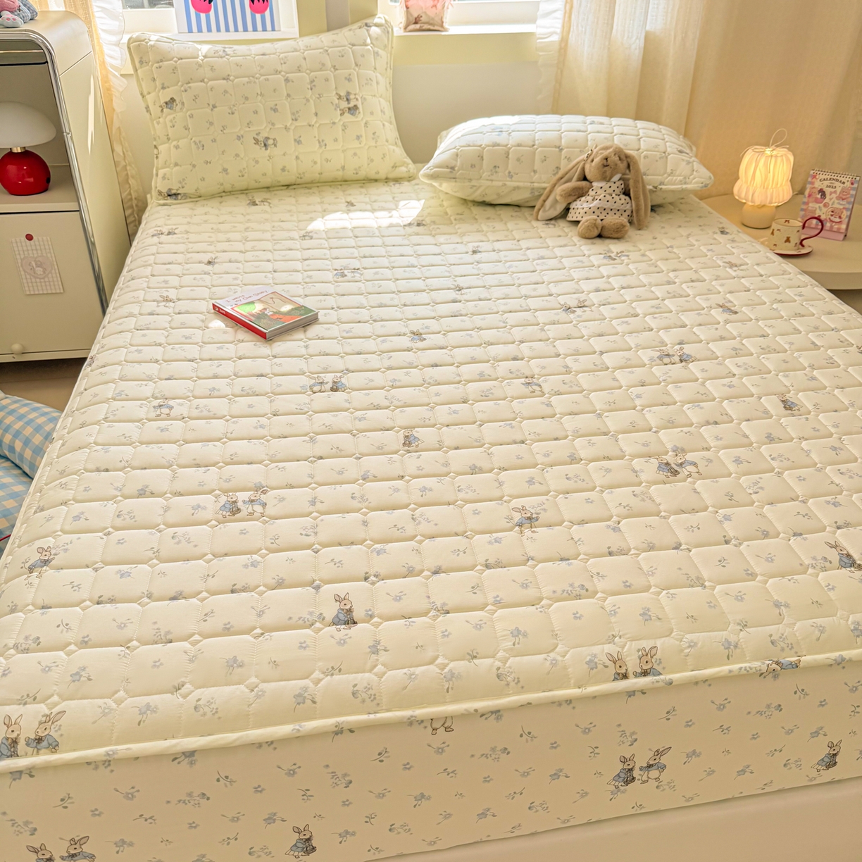 91家纺网 家纺一手货源 找家纺 雅萱家纺 2026新款全棉大豆夹棉床笠单品床笠床笠单件 兔彼得