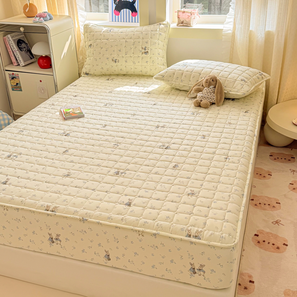 91家纺网 家纺一手货源 找家纺 雅萱家纺 2026新款全棉大豆夹棉床笠单品床笠床笠单件 兔彼得