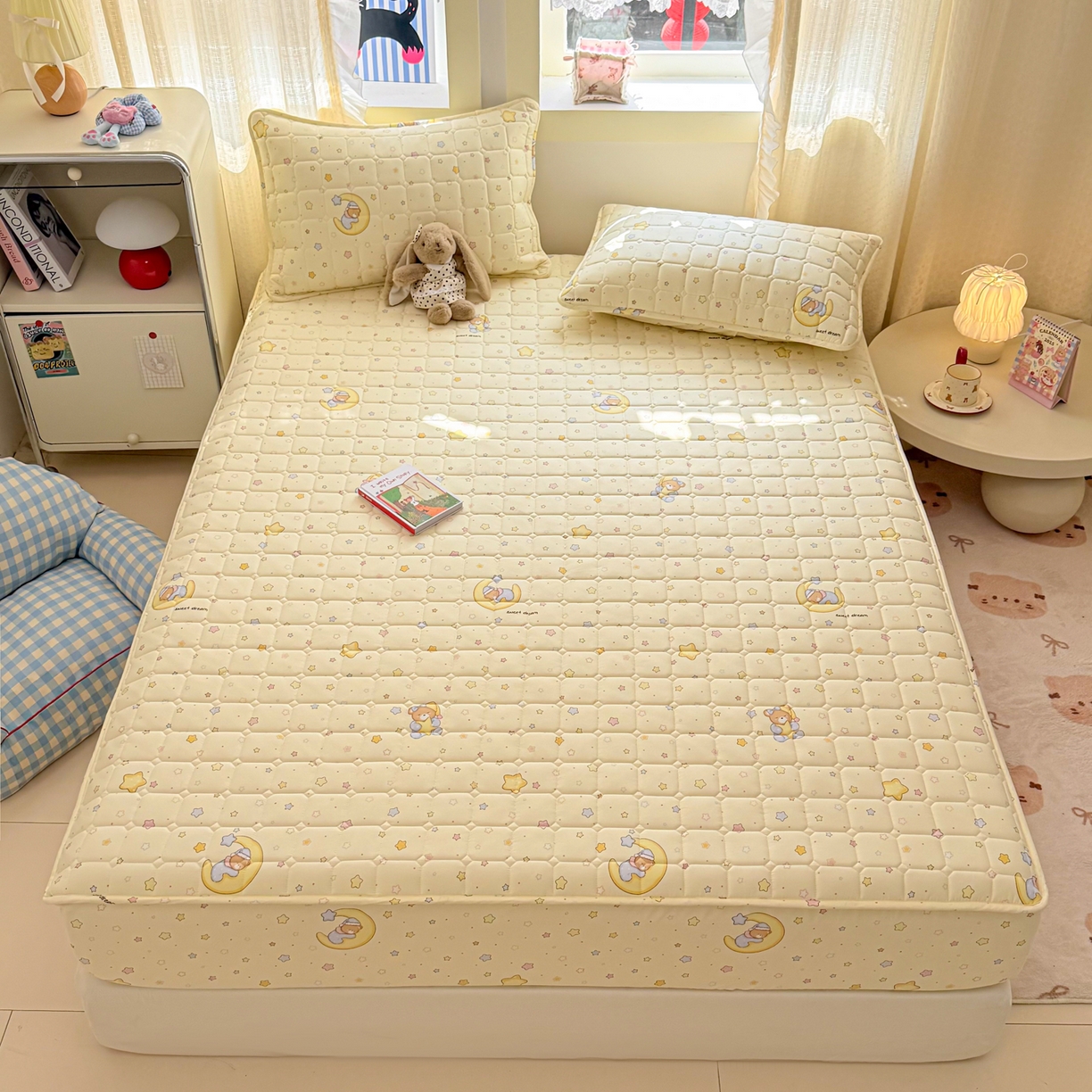 91家纺网 家纺一手货源 找家纺 雅萱家纺 2026新款全棉大豆夹棉床笠单品床笠床笠单件 睡梦熊