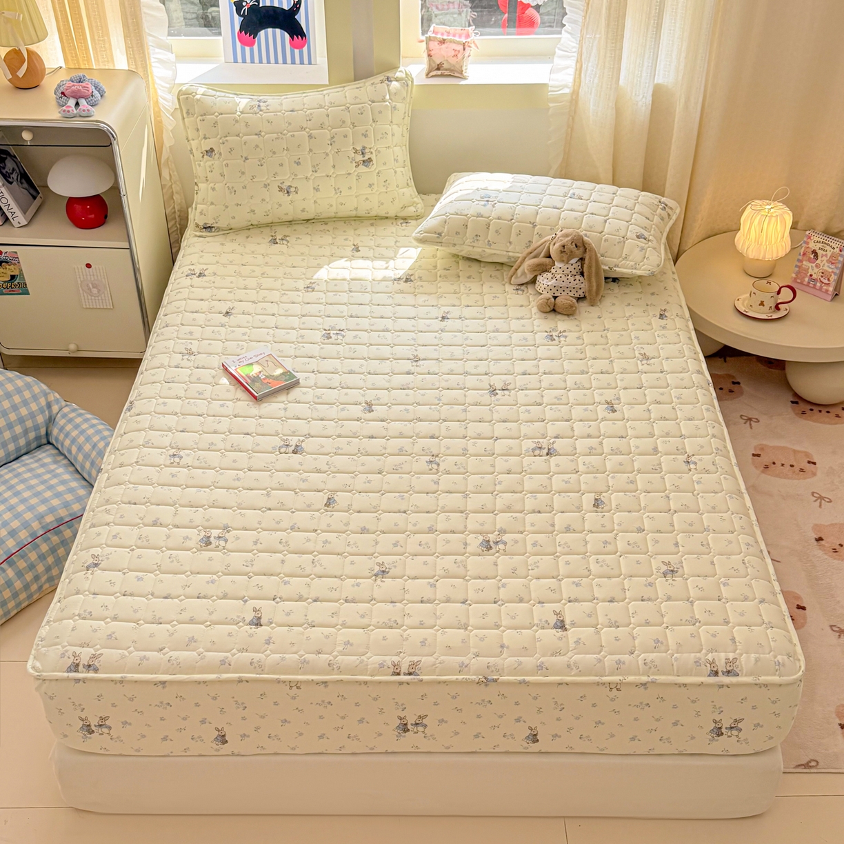 91家纺网 家纺一手货源 找家纺 雅萱家纺 2026新款全棉大豆夹棉床笠单品床笠床笠单件 兔彼得