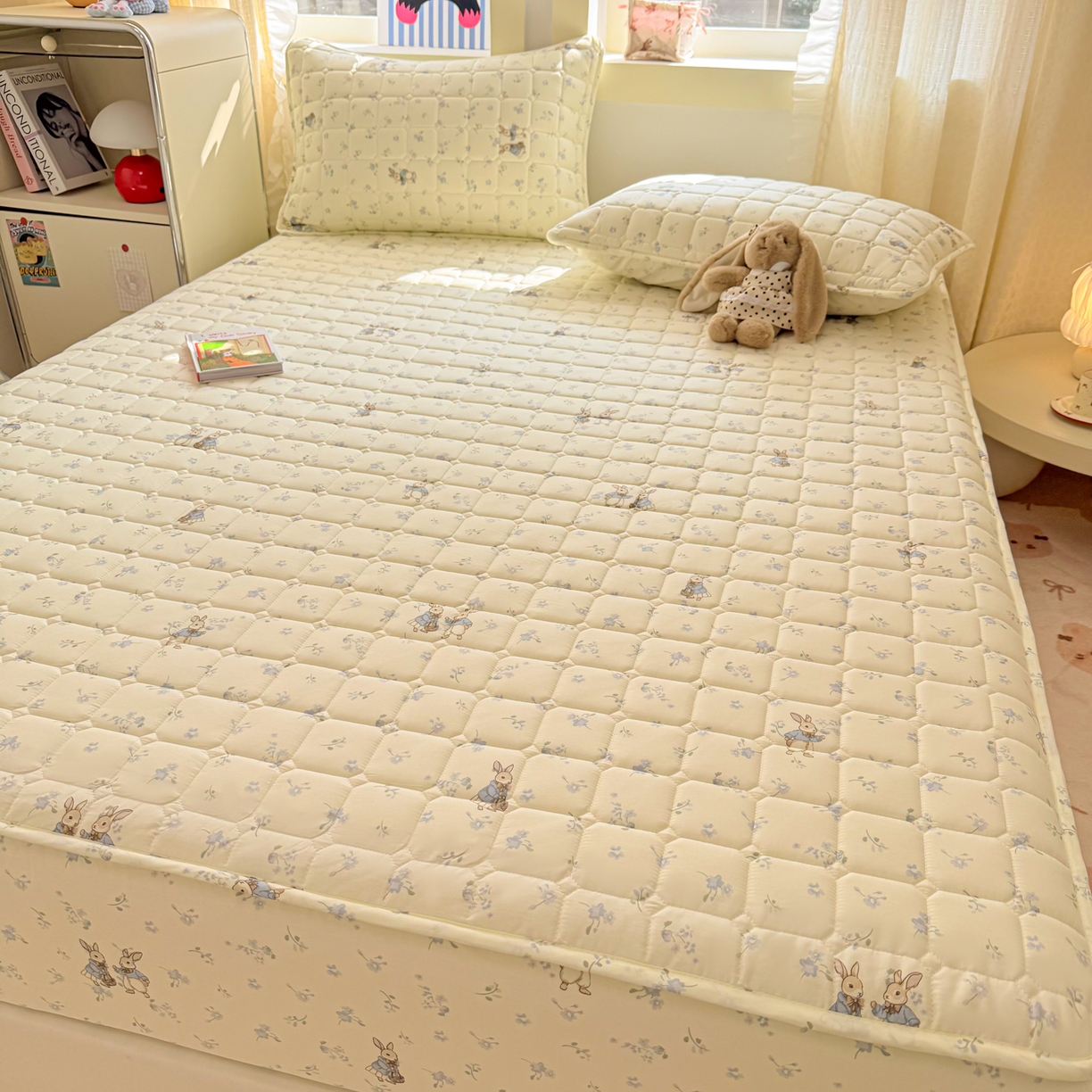 91家纺网 家纺一手货源 找家纺 雅萱家纺 2026新款全棉大豆夹棉床笠单品床笠床笠单件 兔彼得