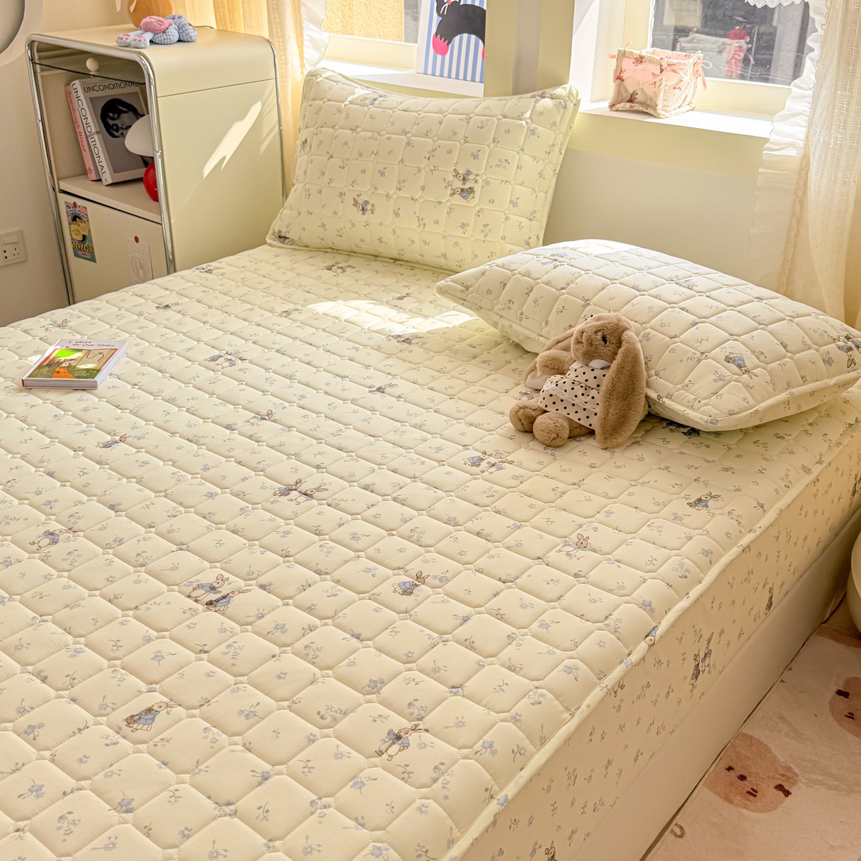 91家纺网 家纺一手货源 找家纺 雅萱家纺 2026新款全棉大豆夹棉床笠单品床笠床笠单件 兔彼得