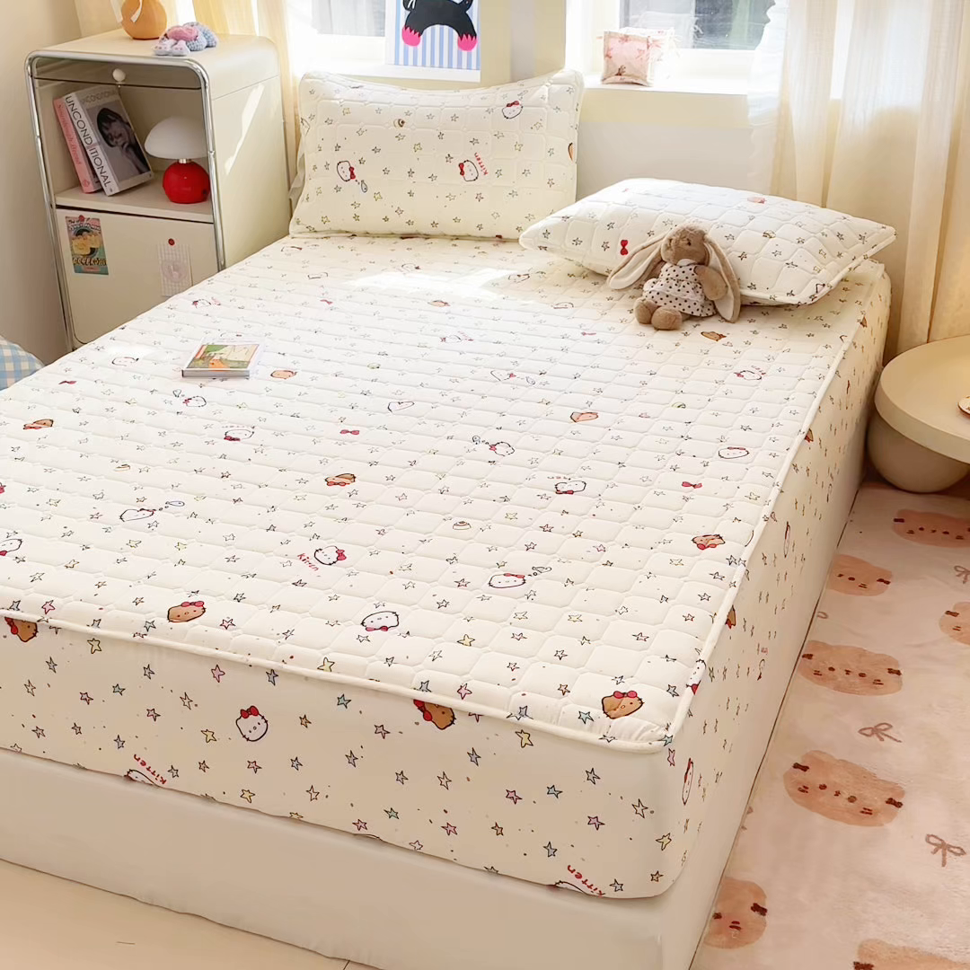 91家纺网 家纺一手货源 找家纺 雅萱家纺 2026新款全棉大豆夹棉床笠单品床笠床笠单件 星星猫