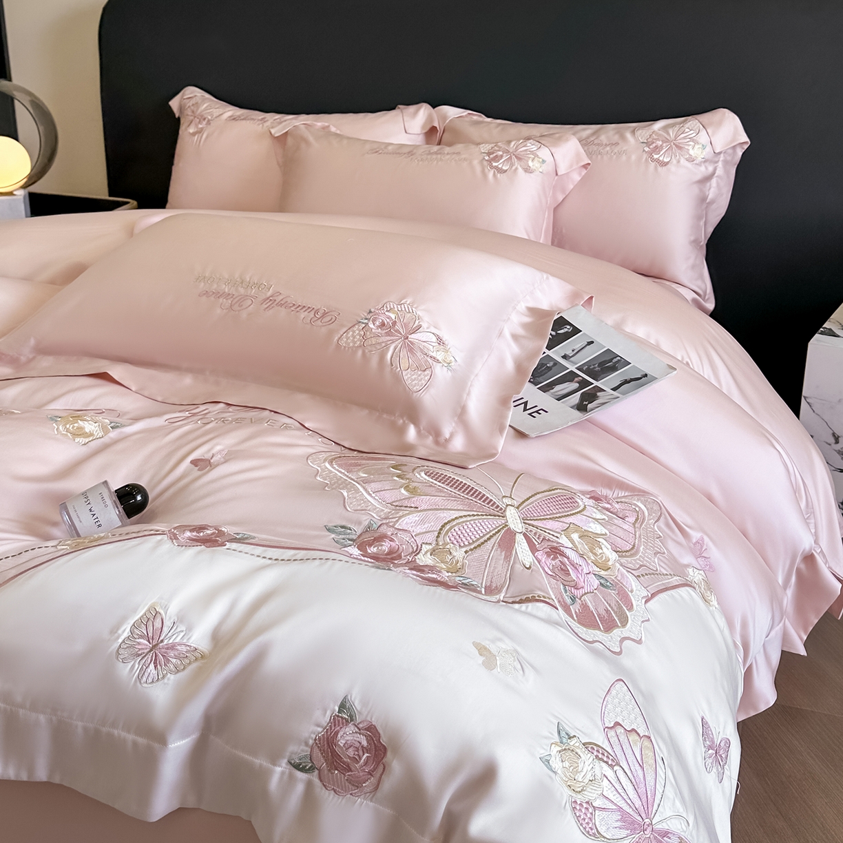 91家纺网 家纺一手货源 找家纺 （总）置顶家纺 2026新款水洗天丝刺绣四件套-伊水芙蓉