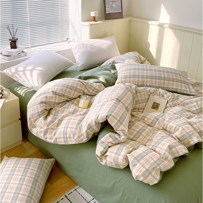 91家纺网 家纺一手货源 找家纺 春皖家纺 2026春夏新款全棉纯棉水洗棉单被套被套单件单品被套 翠竹-果条