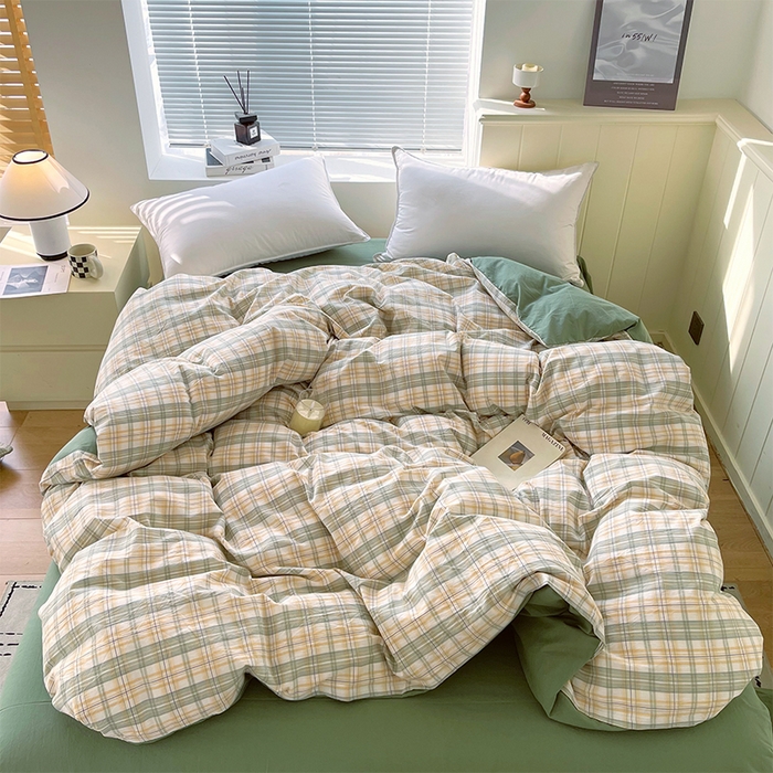 91家纺网 家纺一手货源 找家纺 春皖家纺 2026春夏新款全棉纯棉水洗棉单被套被套单件单品被套 翠竹-果条